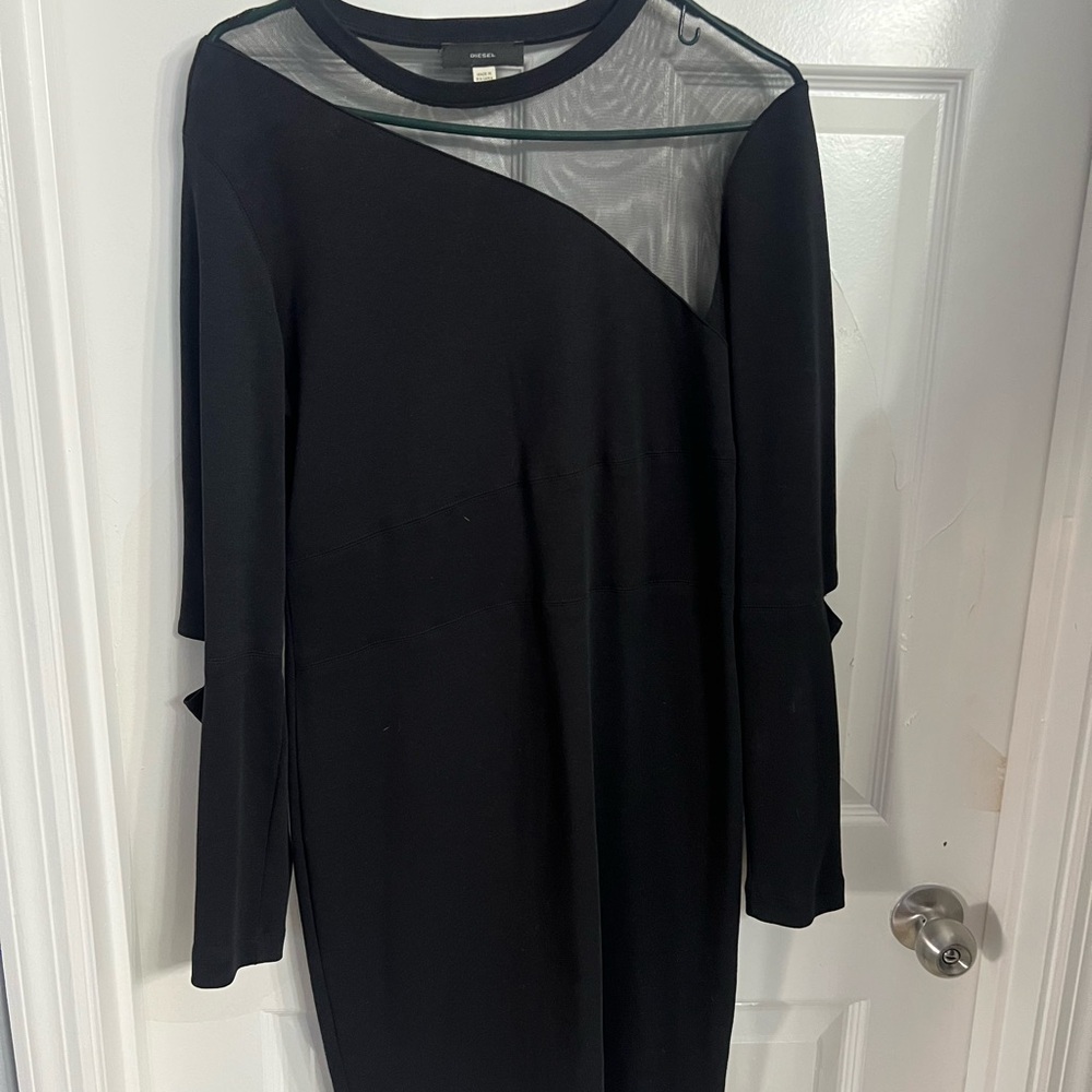 Diesel Black Long Sleeve Dress with Sheer Detail